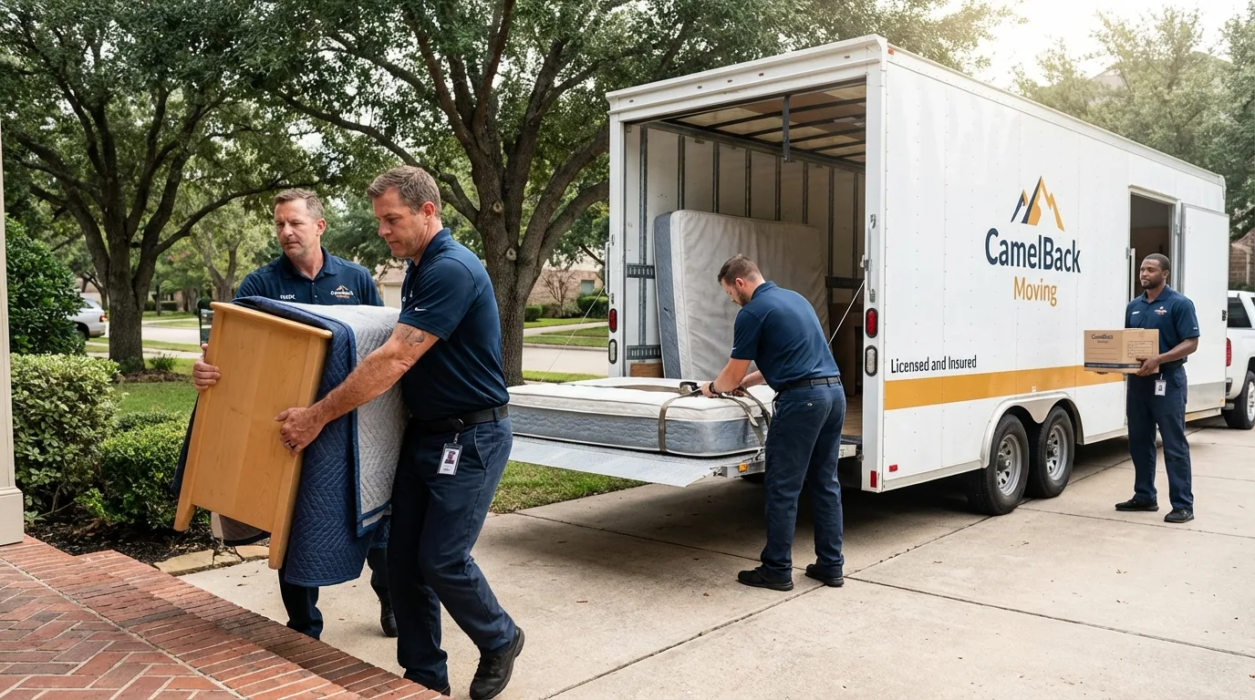 Crew loading residential truck for cross-state move from Awendaw, SC