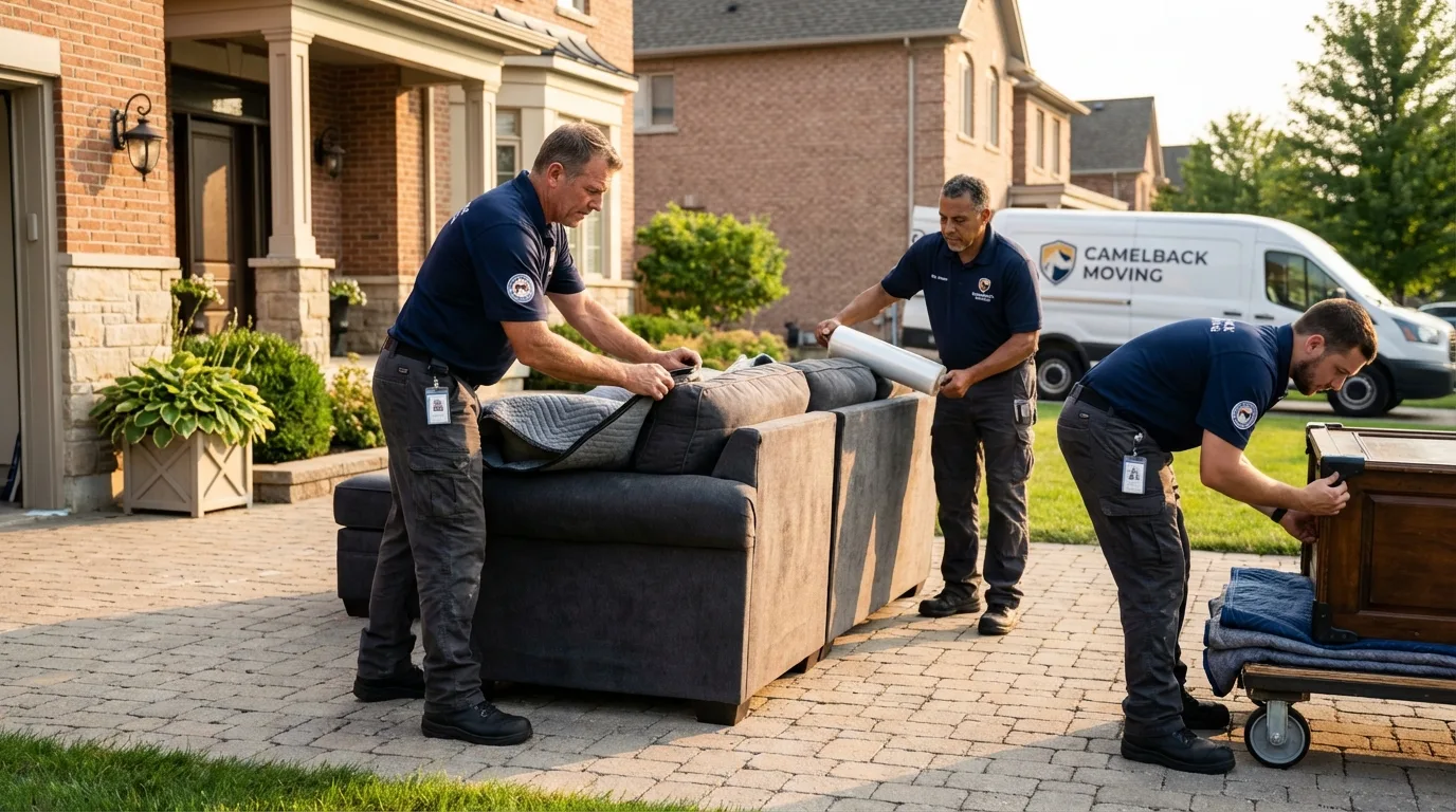 Large estate moving crew wrapping furniture in Awendaw, SC